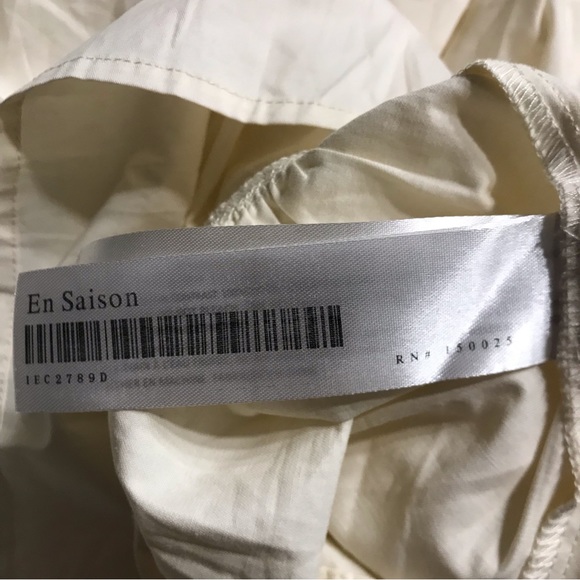 NWT $160 Anthropologie EN SAISON Creme Ruffled Square Neck Mini Dress Sz Medium - Picture 14 of 15